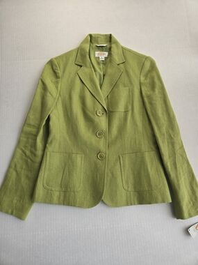 Vintage Talbots Petites Green Irish Linen Blazer - Size 0P - NWT